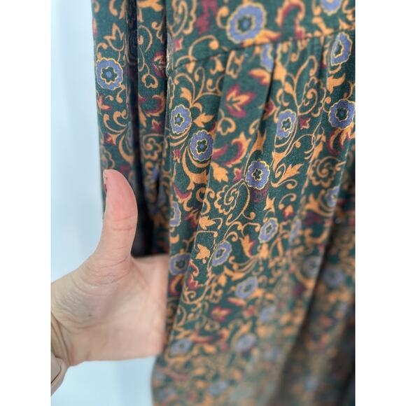 Vintage LL Bean Long Sleeve Maxi Dress XL Floral Cottagecore Cotton Boho Grandma - Picture 4 of 7